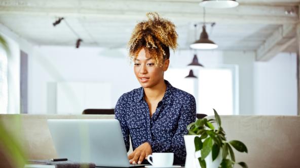 BME woman working from laptop