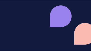 Purple, peach and grey abstract shapes over a navy blue background.
