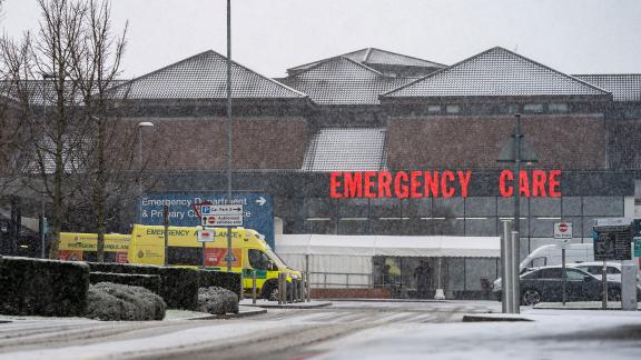 Emergency care entrance in the snow.