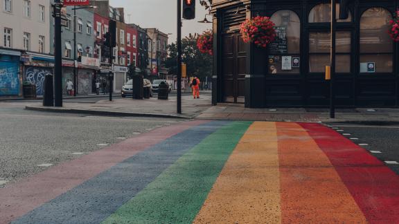 A rainbow crossing in Camden.