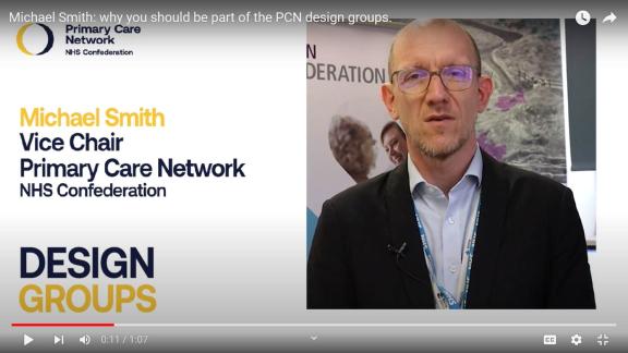 Static shot of Michael Smith's appearance in a YouTube video on why people should join a primary care design group.