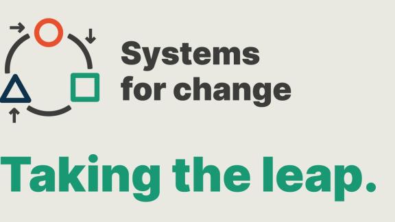 Systems for Change logo and podcast title 'taking the leap'