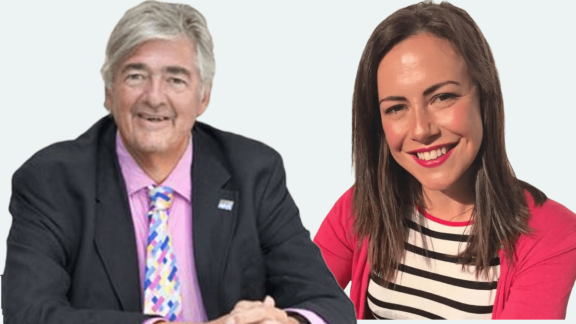 Headshot of Paul Corrigan and Isabel Hardman
