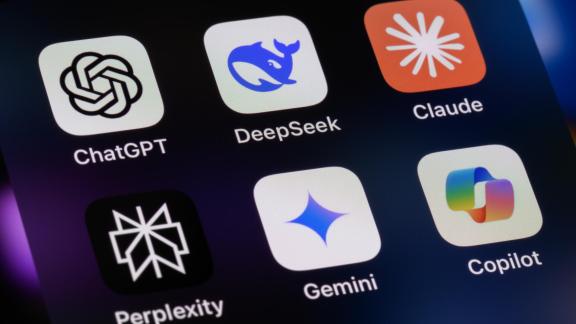 AI Assistant Apps - ChatGPT, DeepSeek, Anthropic Claude, Perplexity, Google Gemini, Microsoft Copilot - on smartphone