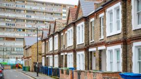 Row of houses and block of flats