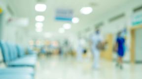 Blurred hospital corridor