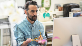 Office worker looking at computer