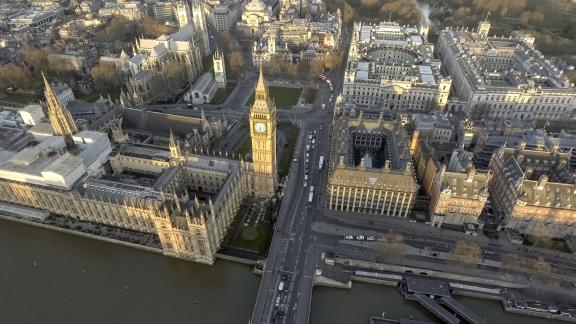 Bird's eye view of the Houses of Parliament.