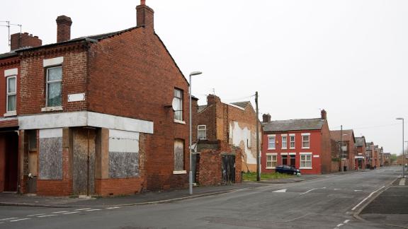 A run-down street.
