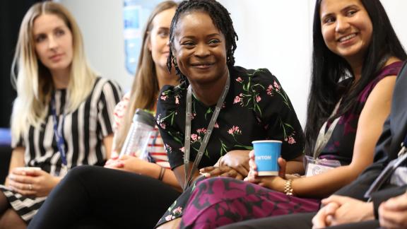 Women smiling