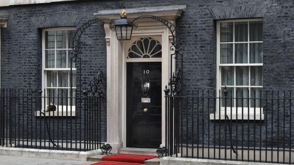 10 Downing Street with red carpet up to the door.