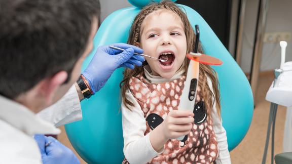 A child at the dentist.