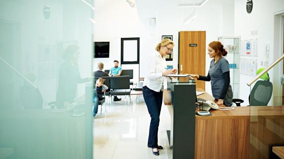 A dentist reception area.