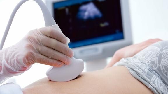 A patient receiving an ultrasound scan.