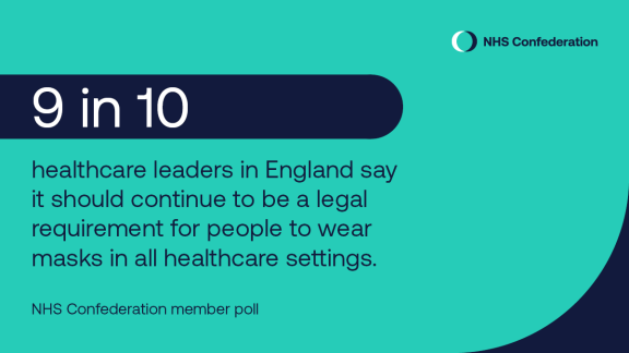 9 in 10 healthcare leaders in England say it should continue to be a legal requirement for people to wear masks in all healthcare settings