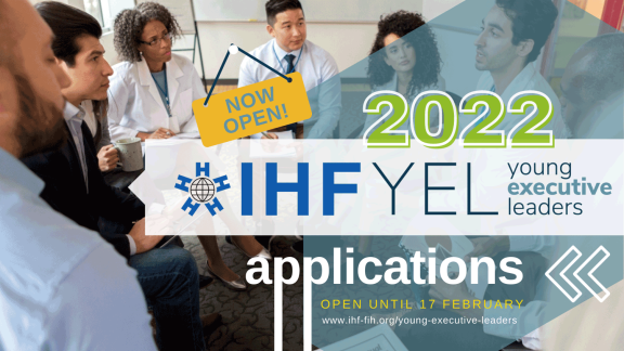 Banner which reads: IHF Young Executive Leaders 2022, apply now, applications open until 17 February.