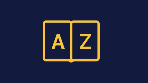 Icon of an open book with the letters 'A' and 'Z' displayed