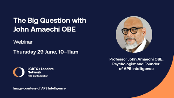 An advert for The Big Conversation with Professor John Amaechi, webinar, Thursday 29th June, 10-11am.