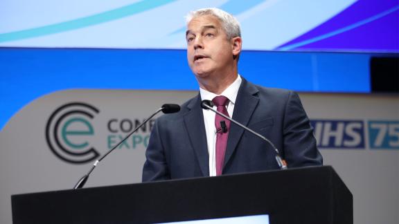 Steve Barclay MP speaking at ConfedExpo 2023.