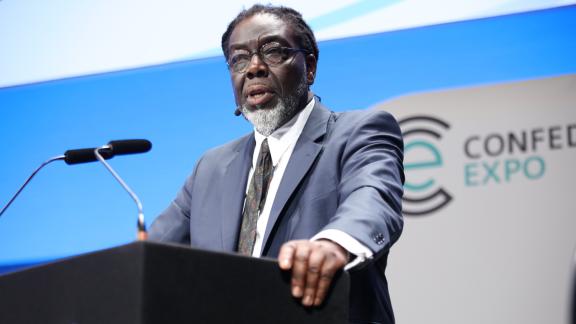 Lord Victor Adebowale speaking at Confed Expo 2023
