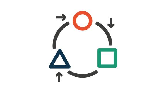 Visual elements of the Systems for Change project logo: circle, square and triangle