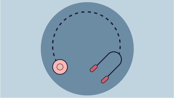 An icon of a stethoscope, with the wire as a dotted line.
