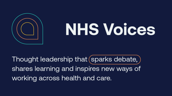 A graphic whic reads "NHS Voices: thought leadership that sparks debate, shares learning and inspires new ways of working across health and care."