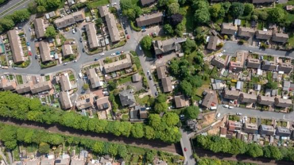 Aerial view of a town