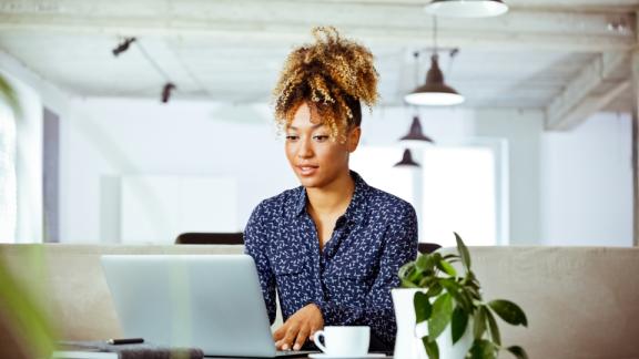 BME woman working from laptop
