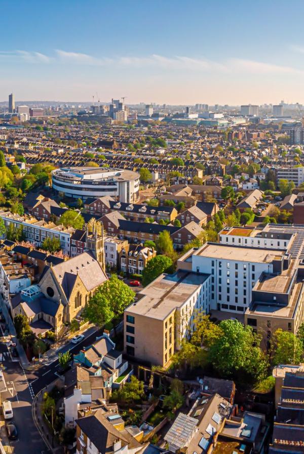 Aerial view of suburbs