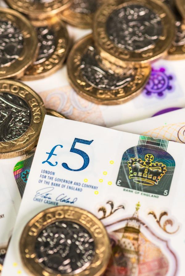 Pound coins and bank notes