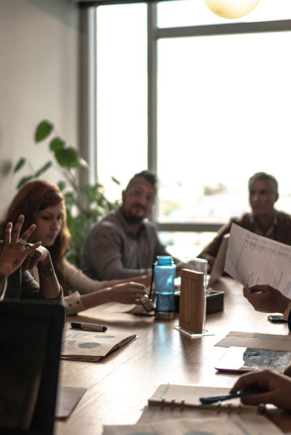 A diverse office meeting.