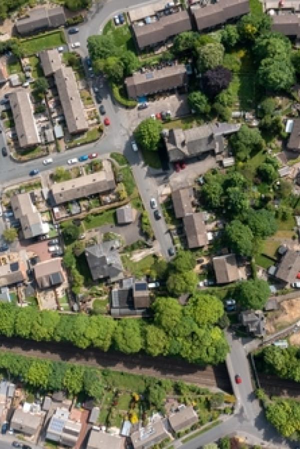 Aerial view of a town