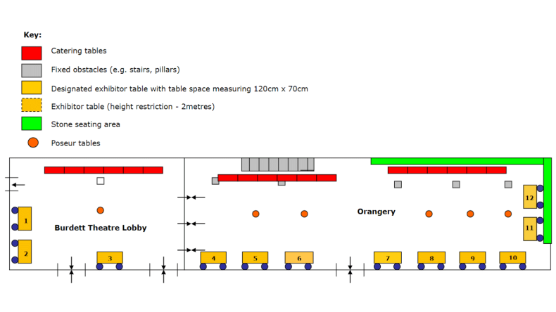 ICS Conference Floor Plan 2022 - From left to right working anti-clockwise around the room you will find stands 1 to 12. For more guidance please ask for help on the day.