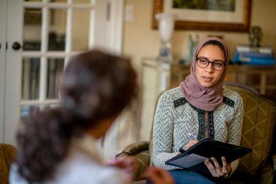 A general practitioner on a home visit.